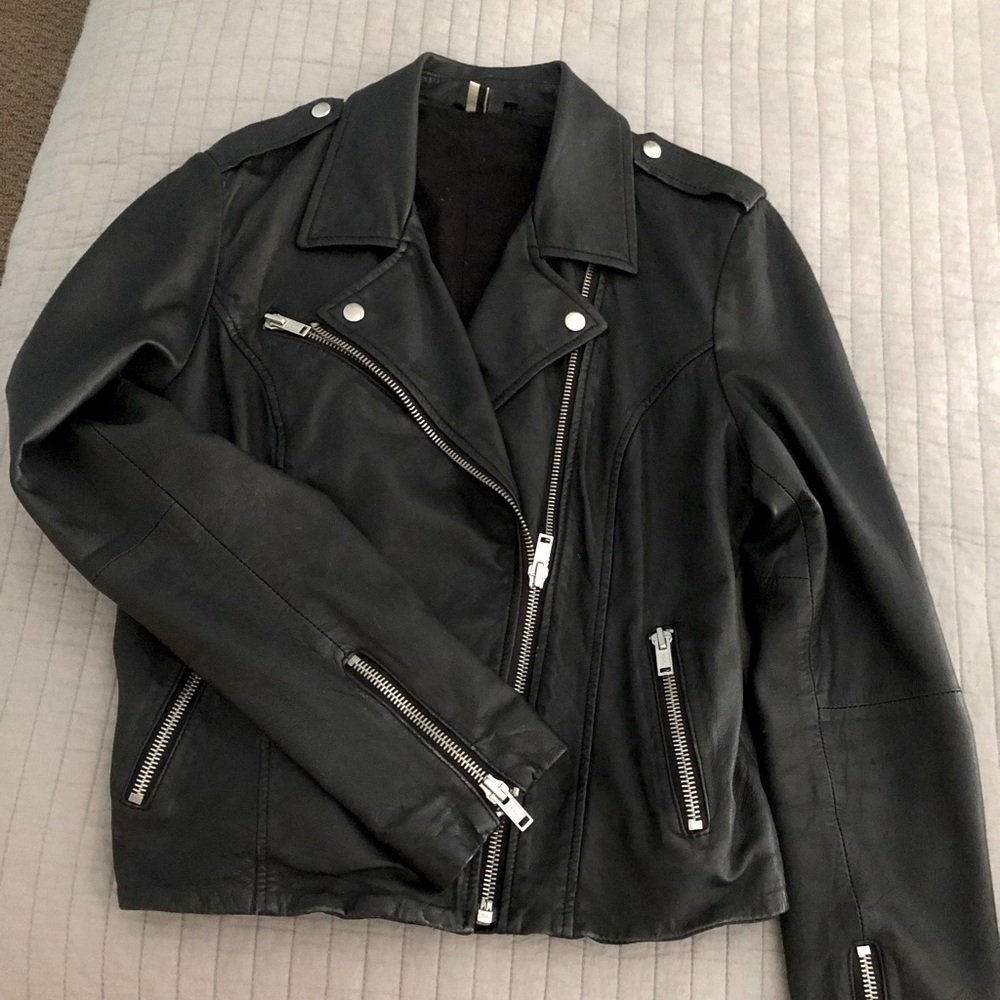 Topshop Genuine Leather Moto Jacket